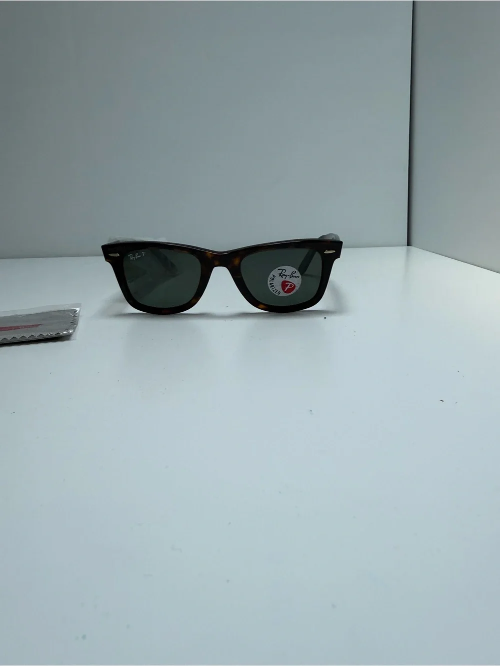 Ray-Ban Men’s Tortoiseshell Wayfarer Sunglasses with Polarized Black Lenses